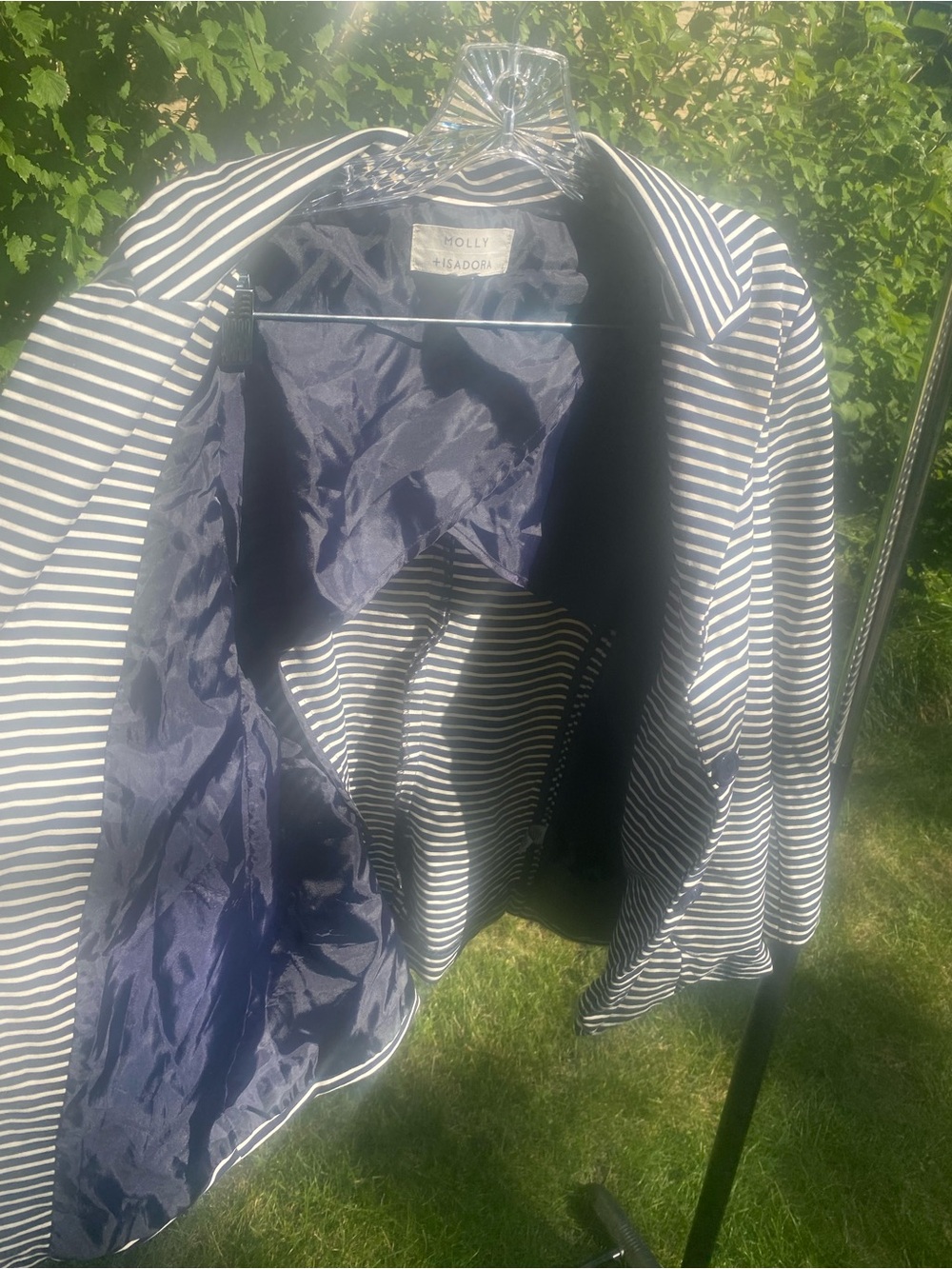 Molly & Isadora Women's Navy & White Striped Sailor Blazer Jacket Office Size 1X - Picture 6 of 8